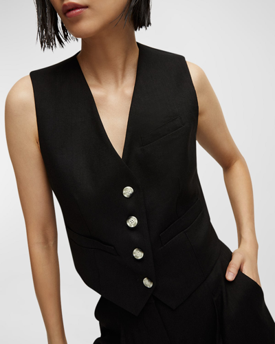 Shop Veronica Beard Bennet Twill-linen Vest In Black