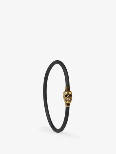 Shop Alexander Mcqueen Skull Cord Bracelet In Platejat