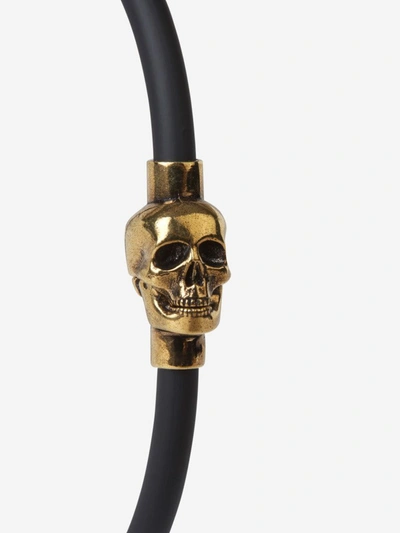 Shop Alexander Mcqueen Skull Cord Bracelet In Platejat
