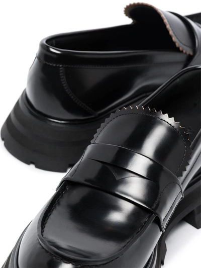 Shop Alexander Mcqueen Wander Leather Loafers In Black