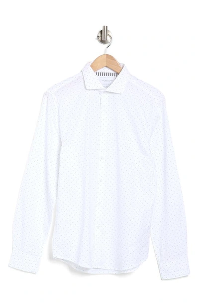 Shop Denim And Flower Tiny Dots Cotton Button-up Shirt In White