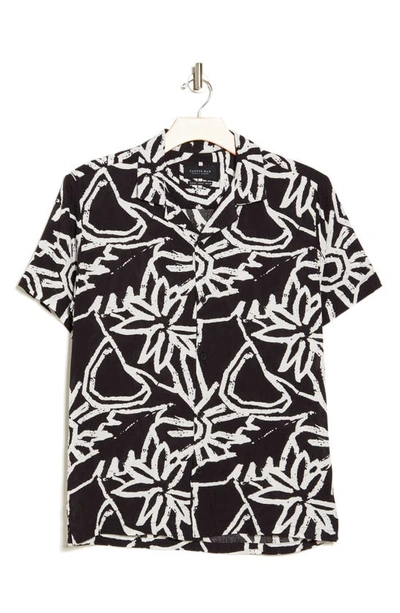 Shop Denim And Flower Geometric Print Crinkle Camp Shirt In Black