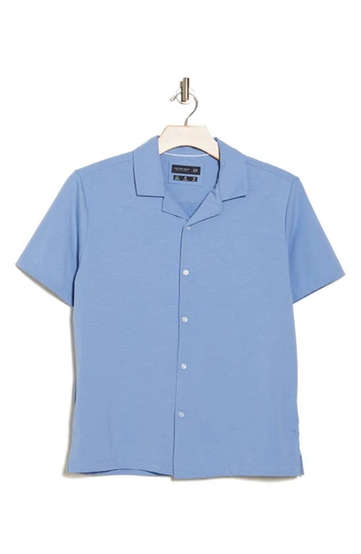 Shop Denim And Flower Knit Camp Shirt In Blue