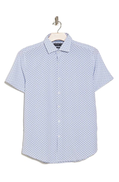 Shop Denim And Flower Geometric Dressy Tech Short Sleeve Button-up Shirt In Blue