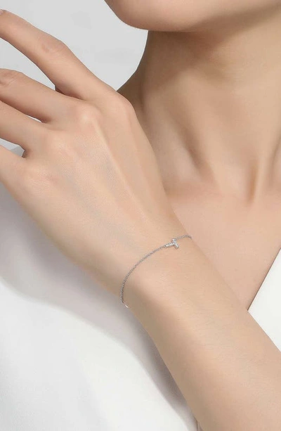 Lafonn Simulated Diamond Pave Initial Bracelet In Silver/ White T