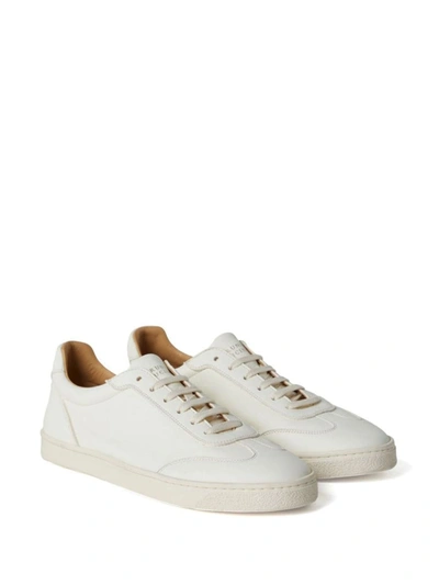 Shop Brunello Cucinelli Leather Sneakers In White