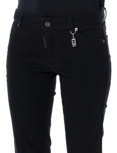 Dsquared2 Stretch Denim Jeans Trumpet With Ankle Slit 19cm In Black