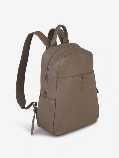 Shop Enrico Mandelli Grained Leather Backpack In Taupe