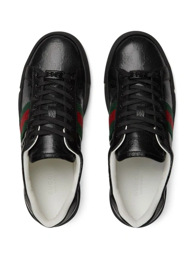 Shop Gucci Ace Web Detail Sneakers In Black