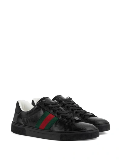Shop Gucci Ace Web Detail Sneakers In Black