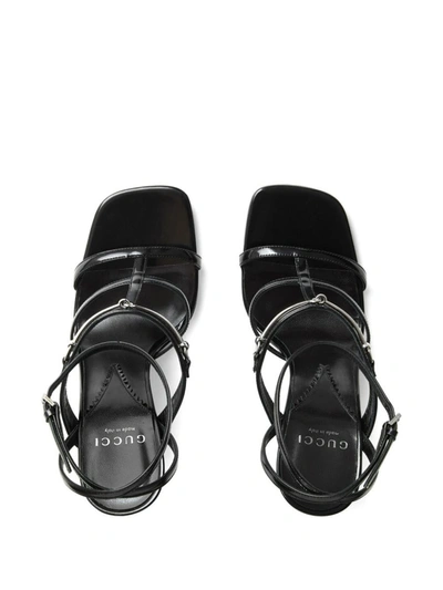 Shop Gucci Horsebit Slim Heel Sandals In Black