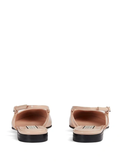 Shop Gucci Patent Leather Slingback Ballet Flats In Powder
