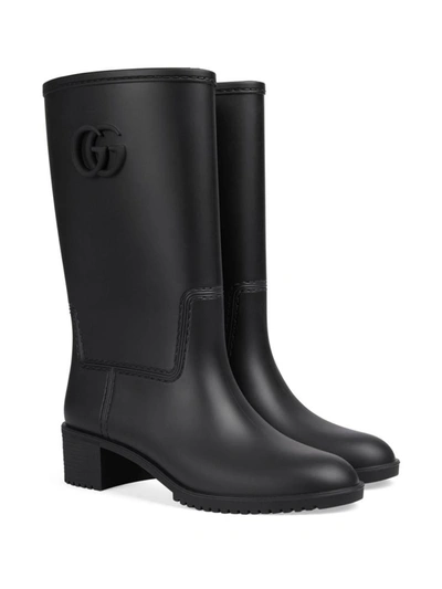 Shop Gucci Rubber Rain Boots In Black