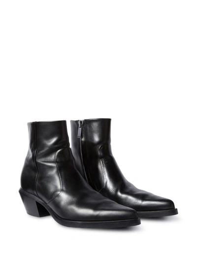 Shop Off-white Leather Texan Boots In Black