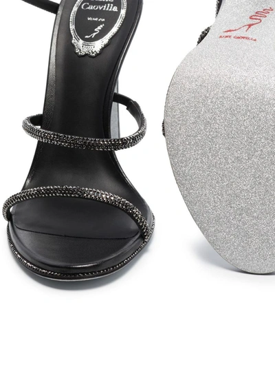 Shop René Caovilla Cloe Satin High-heel Sandals In Grey