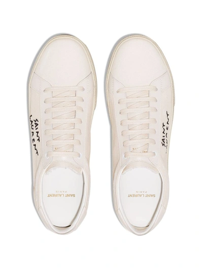 Shop Saint Laurent Court Sl/06 Canvas Sneakers In White