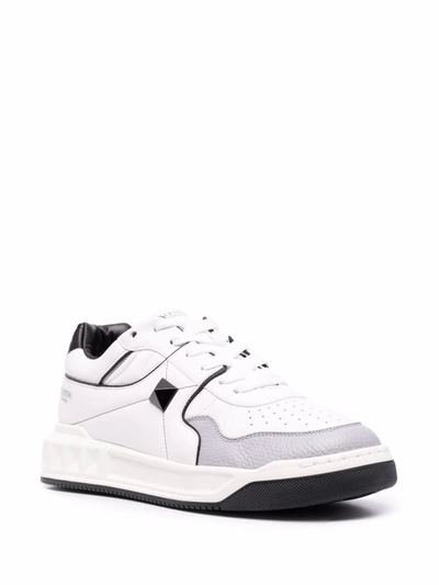 Shop Valentino Garavani One Stud Leather Sneakers In White