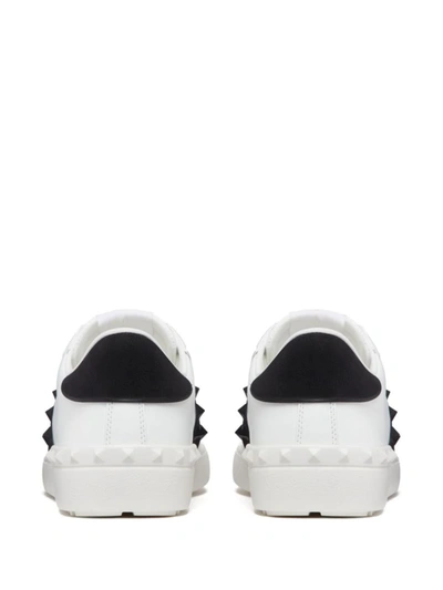Shop Valentino Garavani Rockstud Untitled Leather Sneakers In White