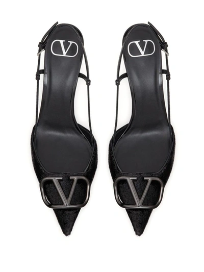 Shop Valentino Garavani Vlogo Slingback Pumps In Black