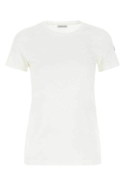 Shop Moncler Crewneck Short-sleeve T-shirt In Bianco
