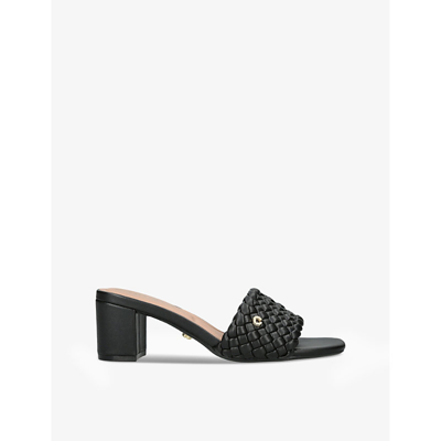 Shop Carvela Women's Black Laatice Woven-texture Faux-leather Heeled Mules