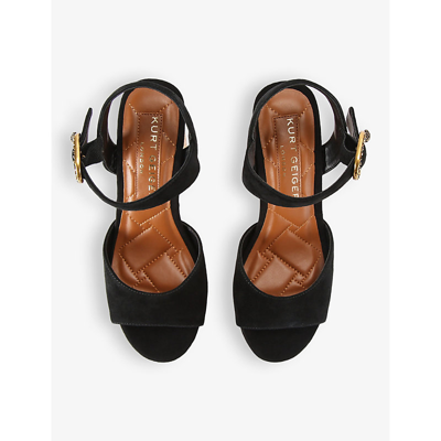 Shop Kurt Geiger London Women's Black Mayfair Suede Platform Cork Sandals