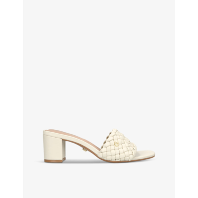 Shop Carvela Womens Bone Laatice Woven-texture Faux-leather Heeled Mules