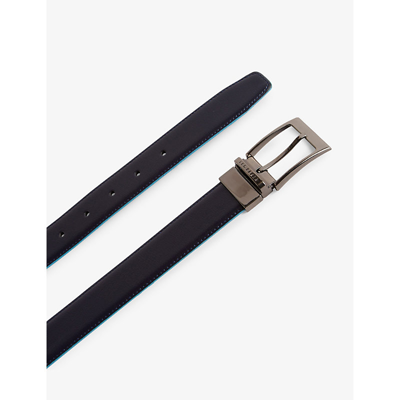 Shop Ted Baker Mens Navy Kacin Reversible Leather Belt