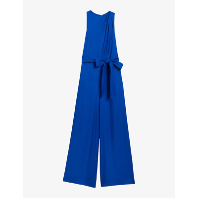 Shop Ted Baker Women's Brt-blue Julyan Gathered-pleats Woven Jumpsuit