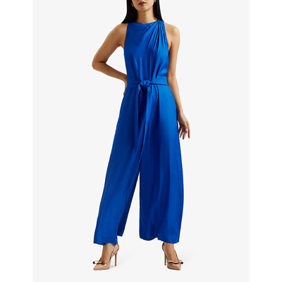 Shop Ted Baker Womens Brt-blue Julyan Gathered-pleats Woven Jumpsuit