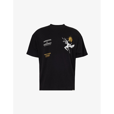 Shop Represent Men's Jet Black Icarus Graphic-print Cotton-jersey T-shirt