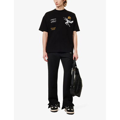 Shop Represent Mens Jet Black Icarus Graphic-print Cotton-jersey T-shirt