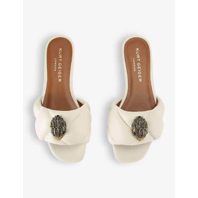 Shop Kurt Geiger London Womens Bone Kensington Eagle-embellished Quilted Leather Sandals