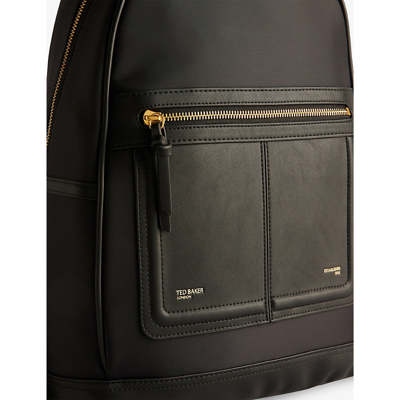 Shop Ted Baker Womens Black Voella Logo-embossed Faux-leather Backpack