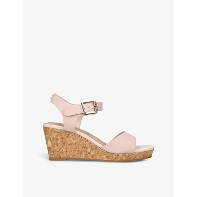 Shop Carvela Women's Pink Sadie Stud-embellished Leather Wedge Sandals