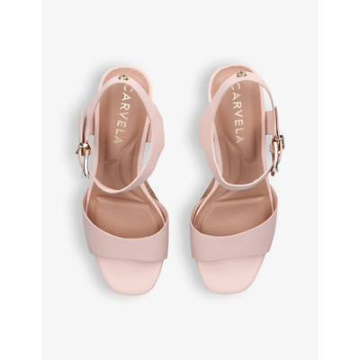 Shop Carvela Sadie Stud-embellished Leather Wedge Sandals In Pink