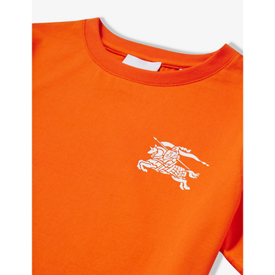 Shop Burberry Boys Scarlet Orange Kids Cedar Logo-print Cotton-jersey T-shirt 8-14 Years