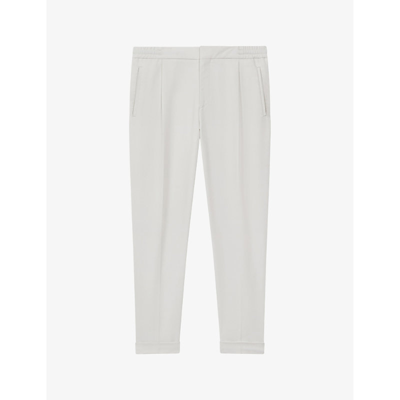Shop Reiss Men's Ecru Brighton Relaxed-fit Tapered Woven Trousers