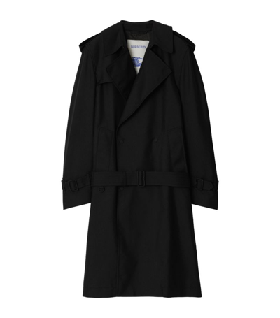 Shop Burberry Silk-blend Trench Coat In Black