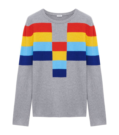 Shop Loewe Colour-block Sweater In Grey