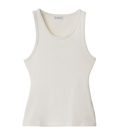 Shop Burberry Ribbed Ekd Tank Top In White