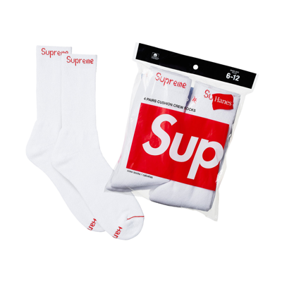 Pre-owned Supreme X Hanes Crew Socks (4 Pack) 'white'