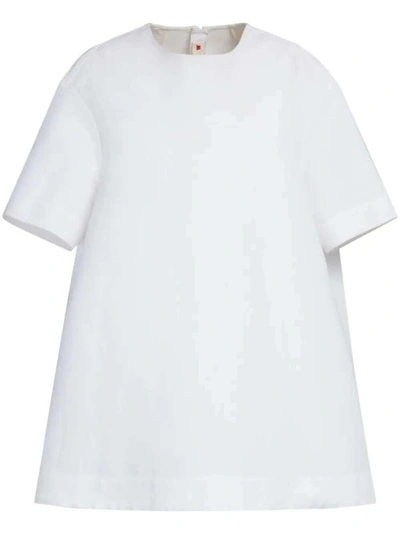 Shop Marni Short-sleeve Cotton Minidress In White