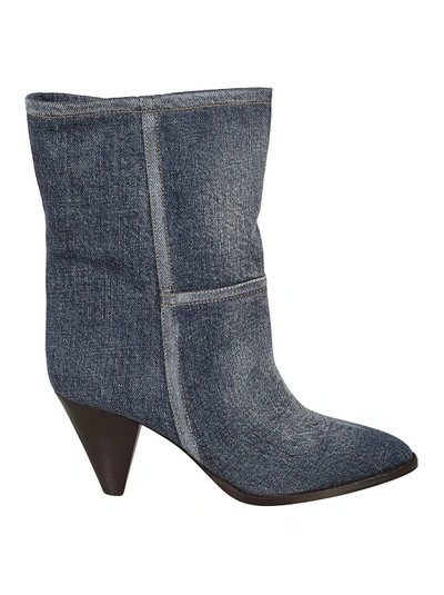Shop Isabel Marant Washed Denim Boots In Grey