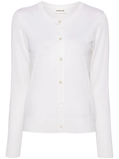 Shop P.a.r.o.s.h Cream White Wool-silk-cashmere Blend Cardigan