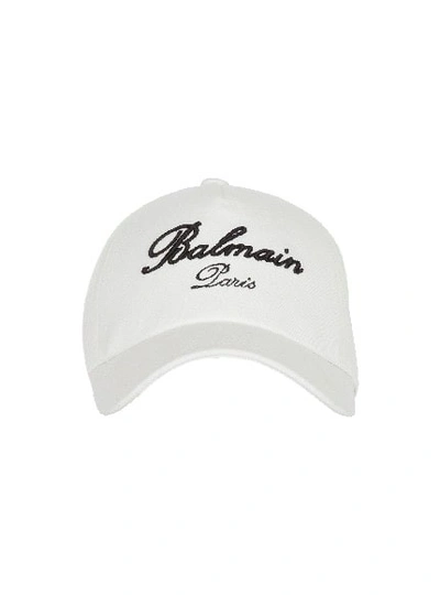 Shop Balmain Signature-embroidered Baseball Cap In Neutrals