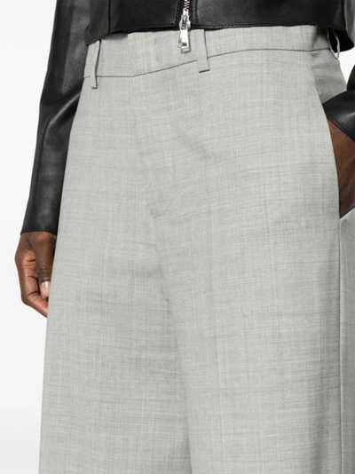 Shop P.a.r.o.s.h Heather Grey Stretch-virgin Wool Trousers In White