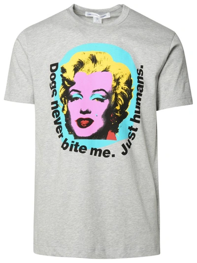 Shop Comme Des Garçons Marilyn Monroe' Grey Cotton T-shirt In White