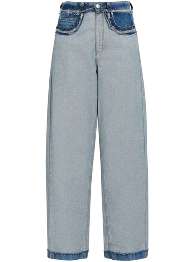 Shop Marni Panelled Mid-rise Wide-leg Denim Jeans In Grey