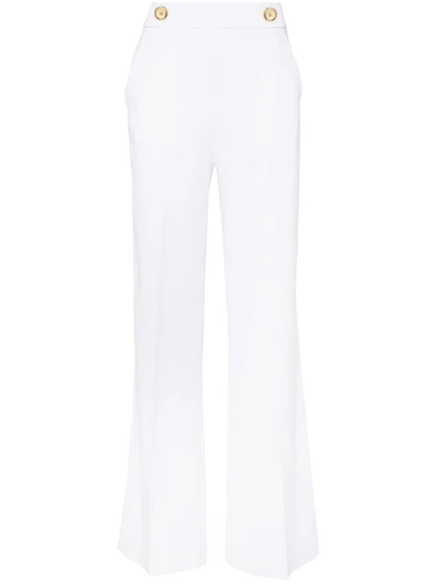 Shop Pinko Ivory White Crepe Trousers